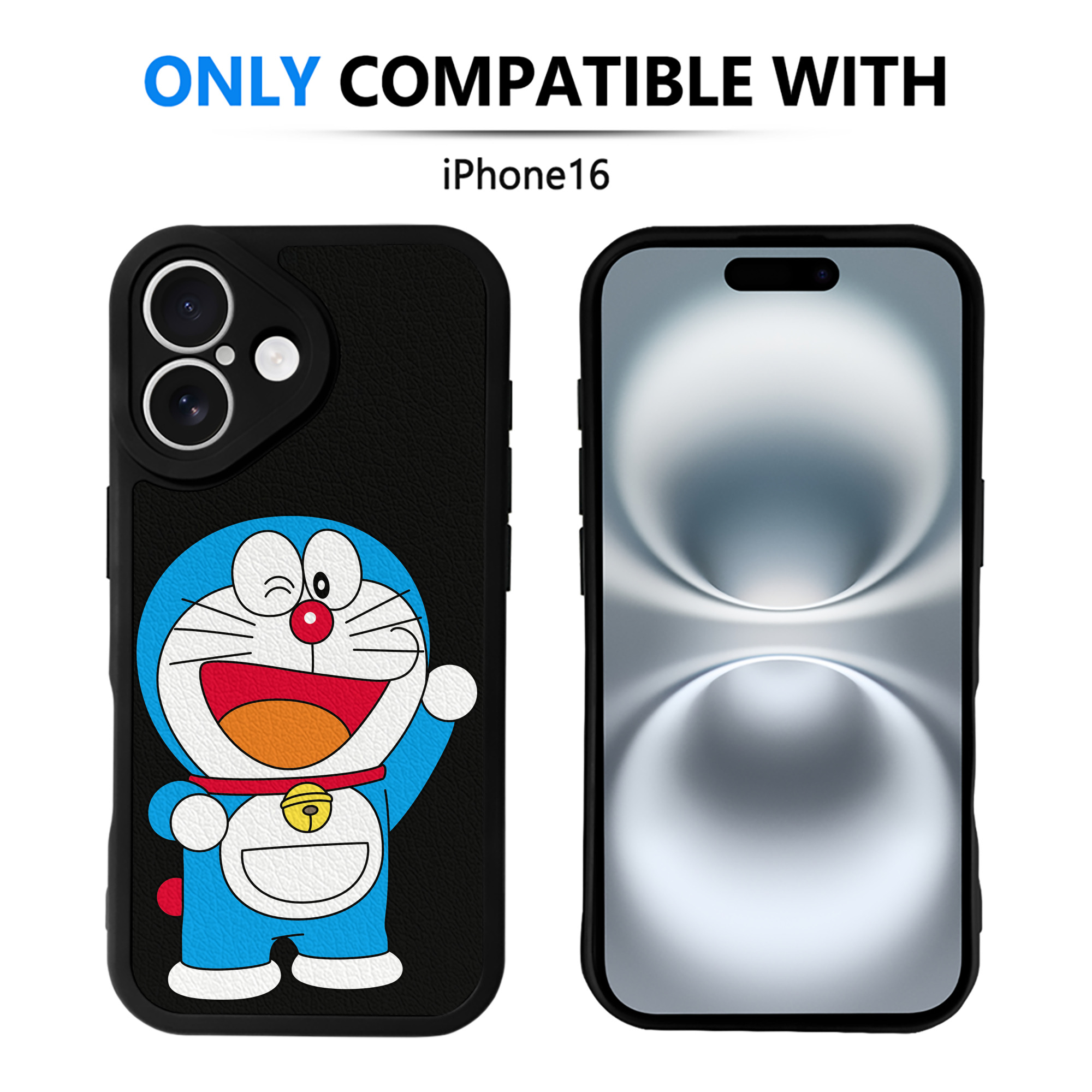 （画像用） ドラえもん Doraemon 【iPhone 16シリーズ対応】シリコンスマホケース（レザー調） 材質：シリコン